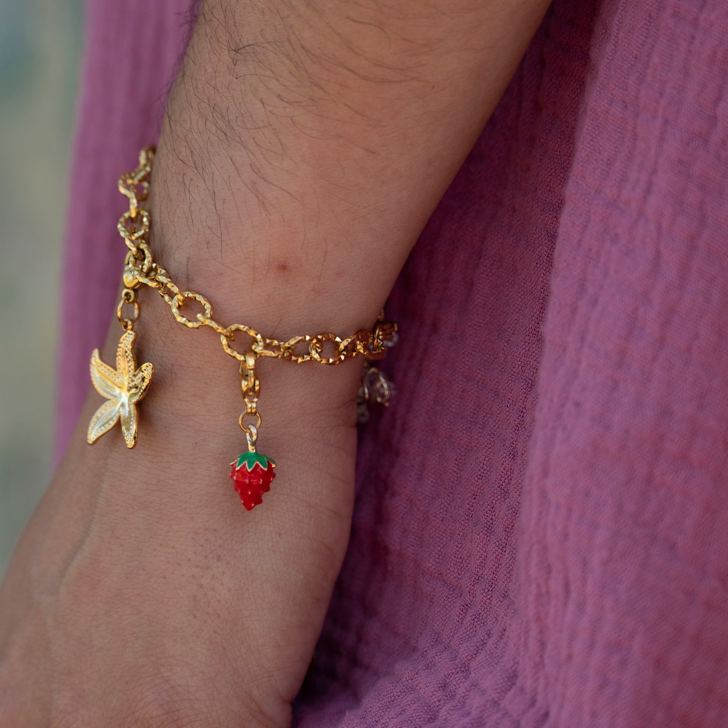 Pendentif charm's fraise acier inoxydable