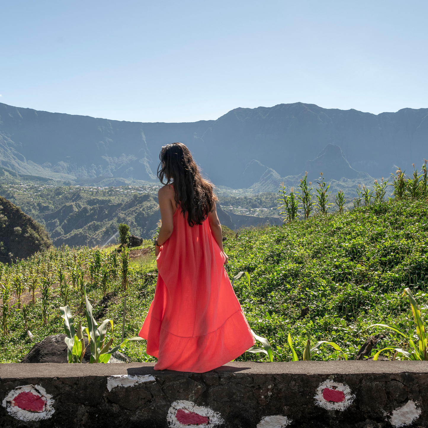 Robe longue à bretelles en gaze de coton CLÉA