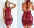 Robe courte à sequins bordeaux ARIANA