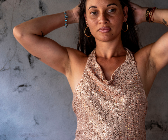 Robe longue à sequins dorée STELLA