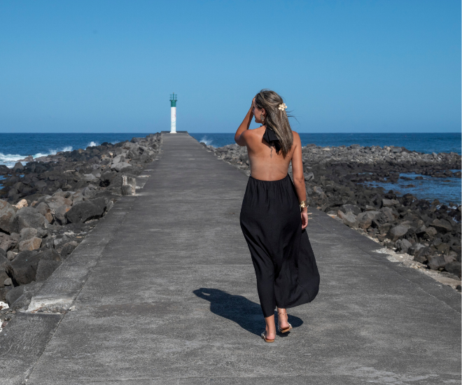 Robe longue dos nu noire ÉBÈNE