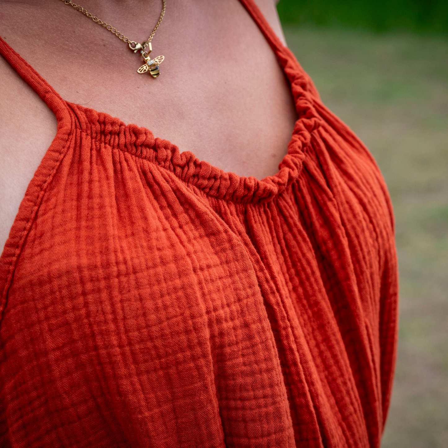 Robe longue à bretelles en gaze de coton CLÉA (PRÉ-COMMANDE)