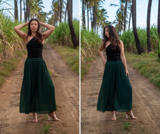 Agréable pantalon plissé pour femme vert sapin 