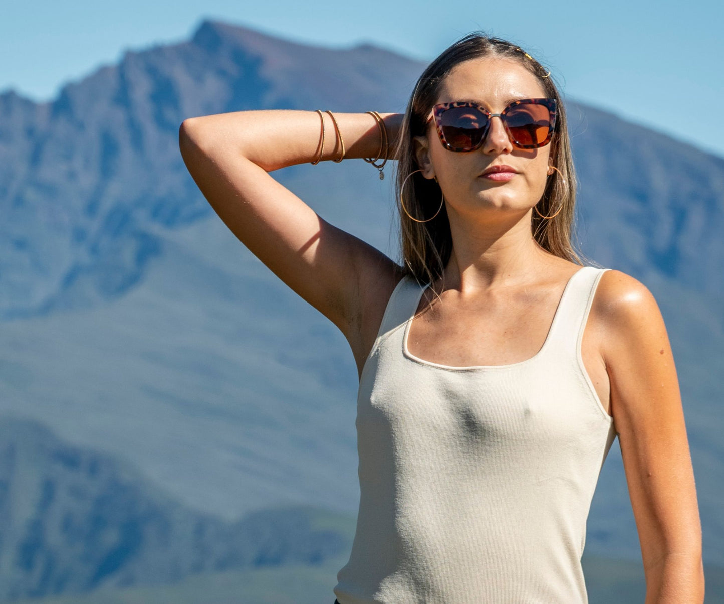 Débardeur femme beige 