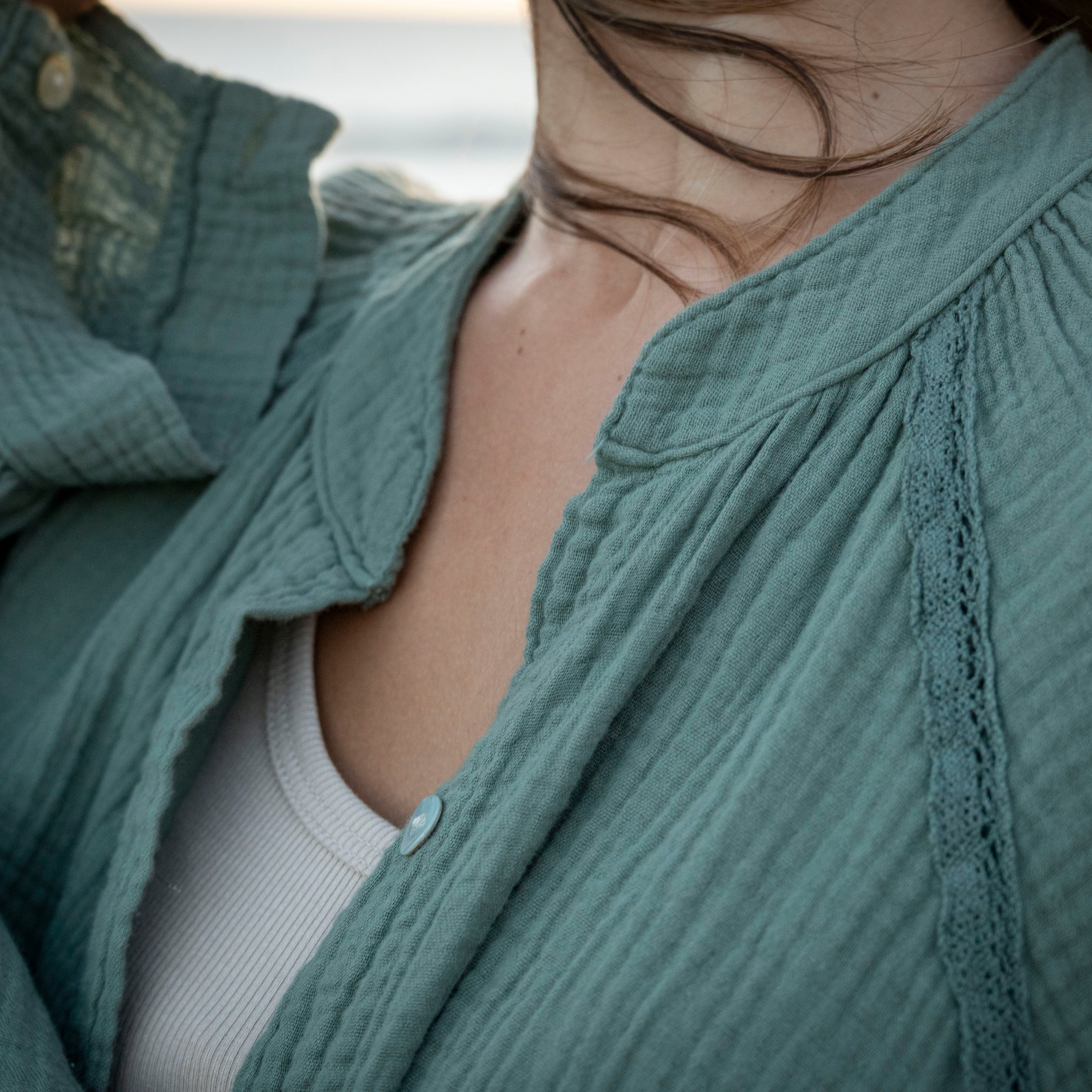 Blouse gaze de coton kaki NOA