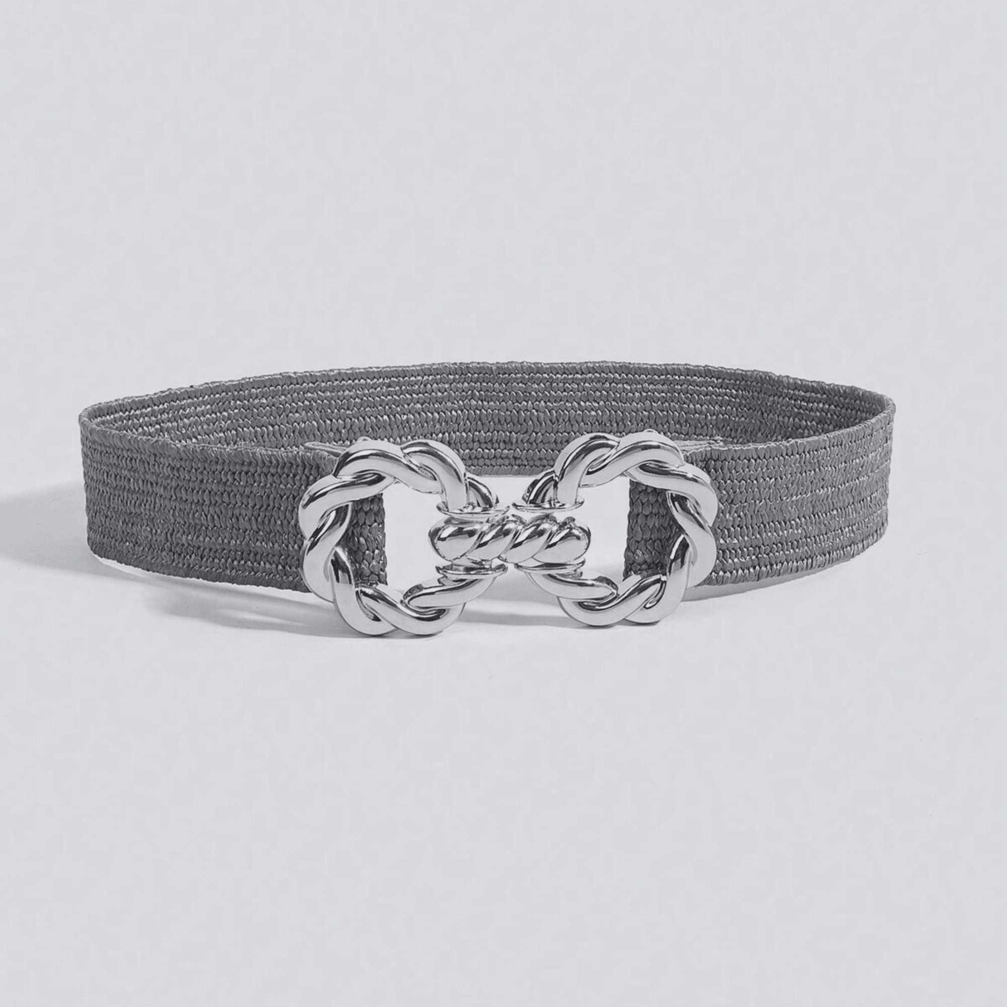 Ceinture élastique raphia naturel à boucle dorée