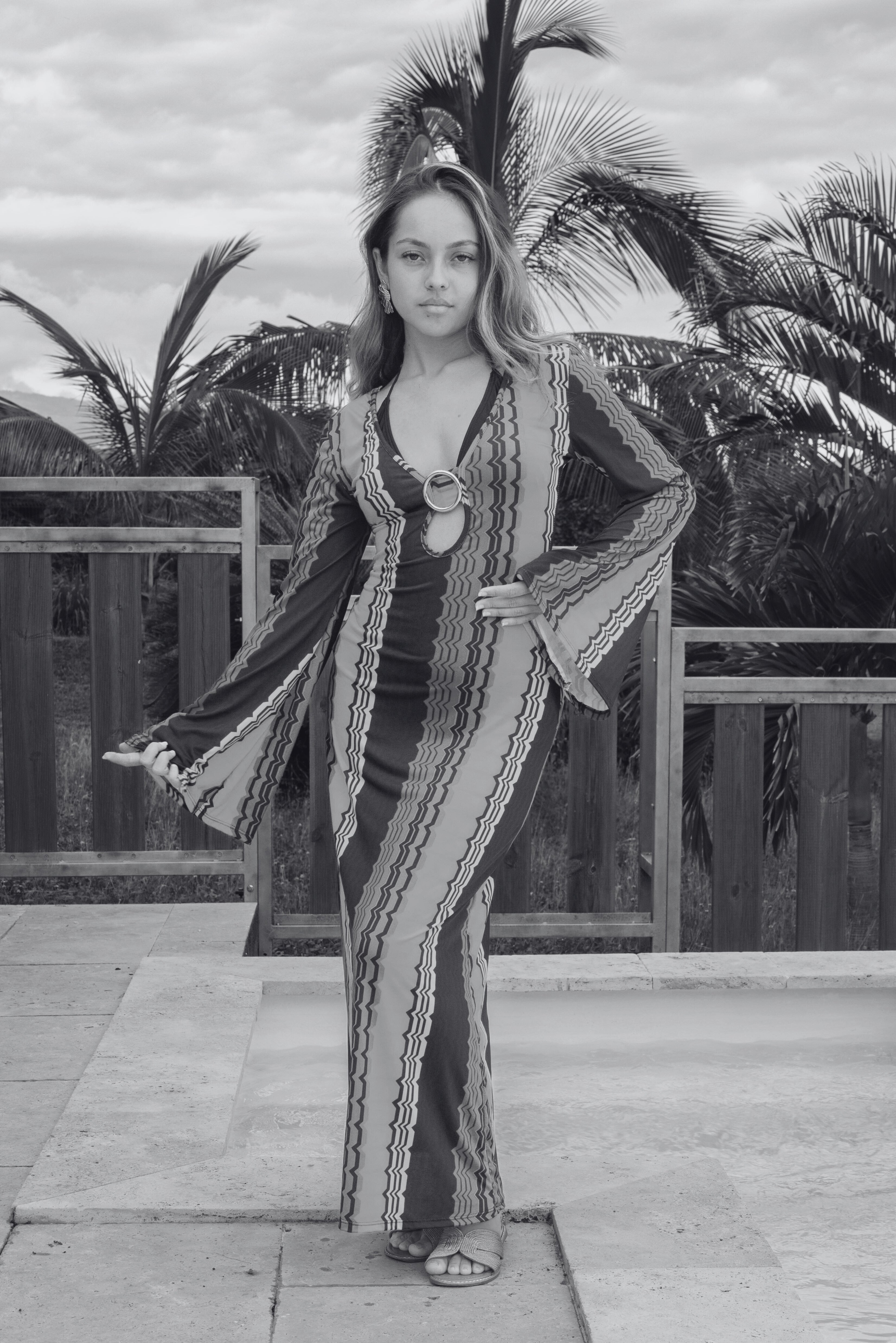 Robe longue bohème chic manches évasées BALI
