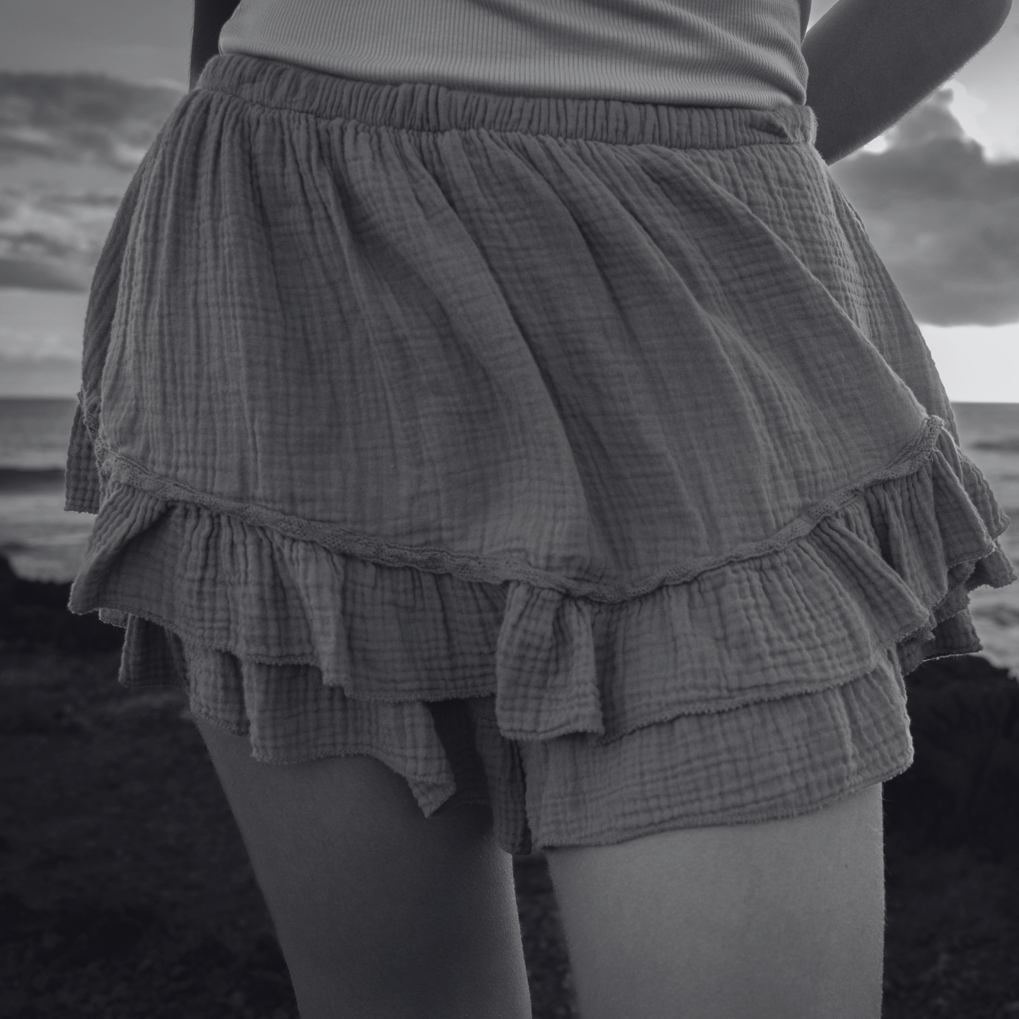 Jupe-short gaze de coton kaki SOHAN
