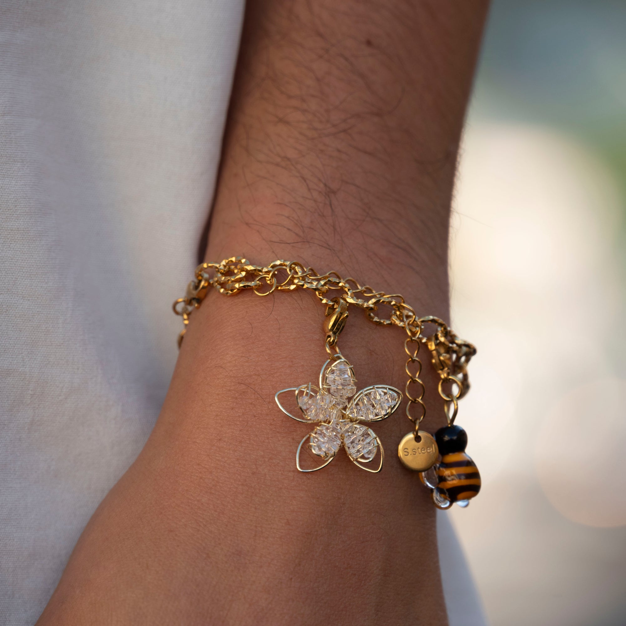 Bracelet charms femme en acier inoxydable