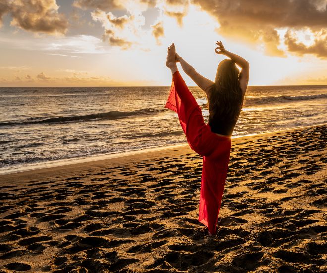 Pantalon stylé rouge plissé pour femme, mouvement confortable, plage sunset 974