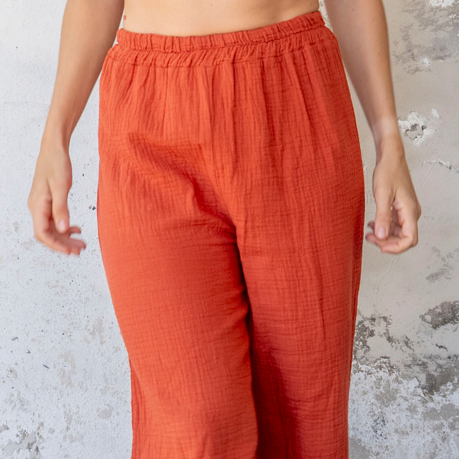 Pantalon gaze de coton terracotta AURORE