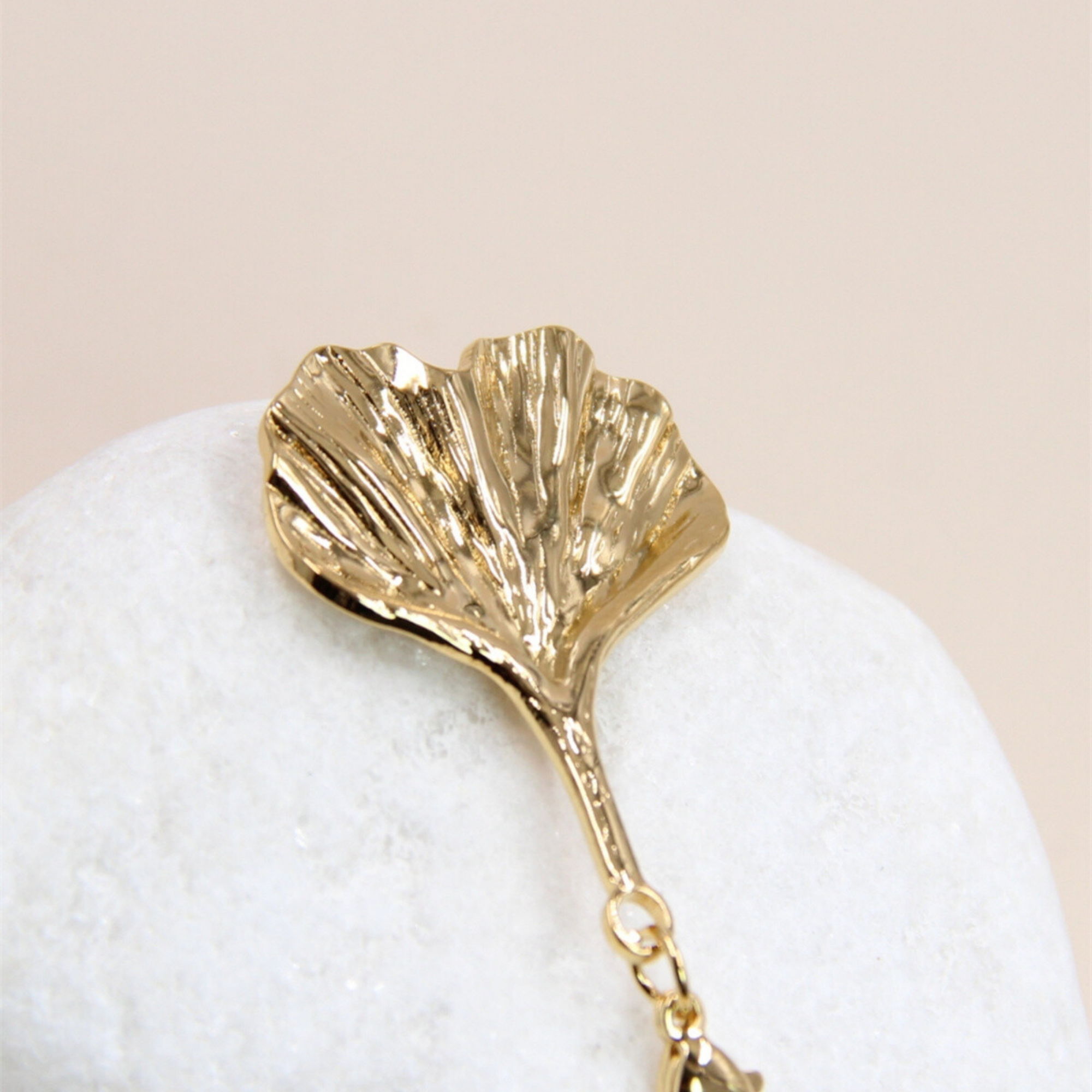 Pendentif charm's feuille de gingko acier inoxydable