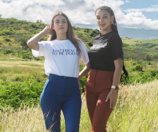 T shirt coton blanc noir avec inscription pour femme