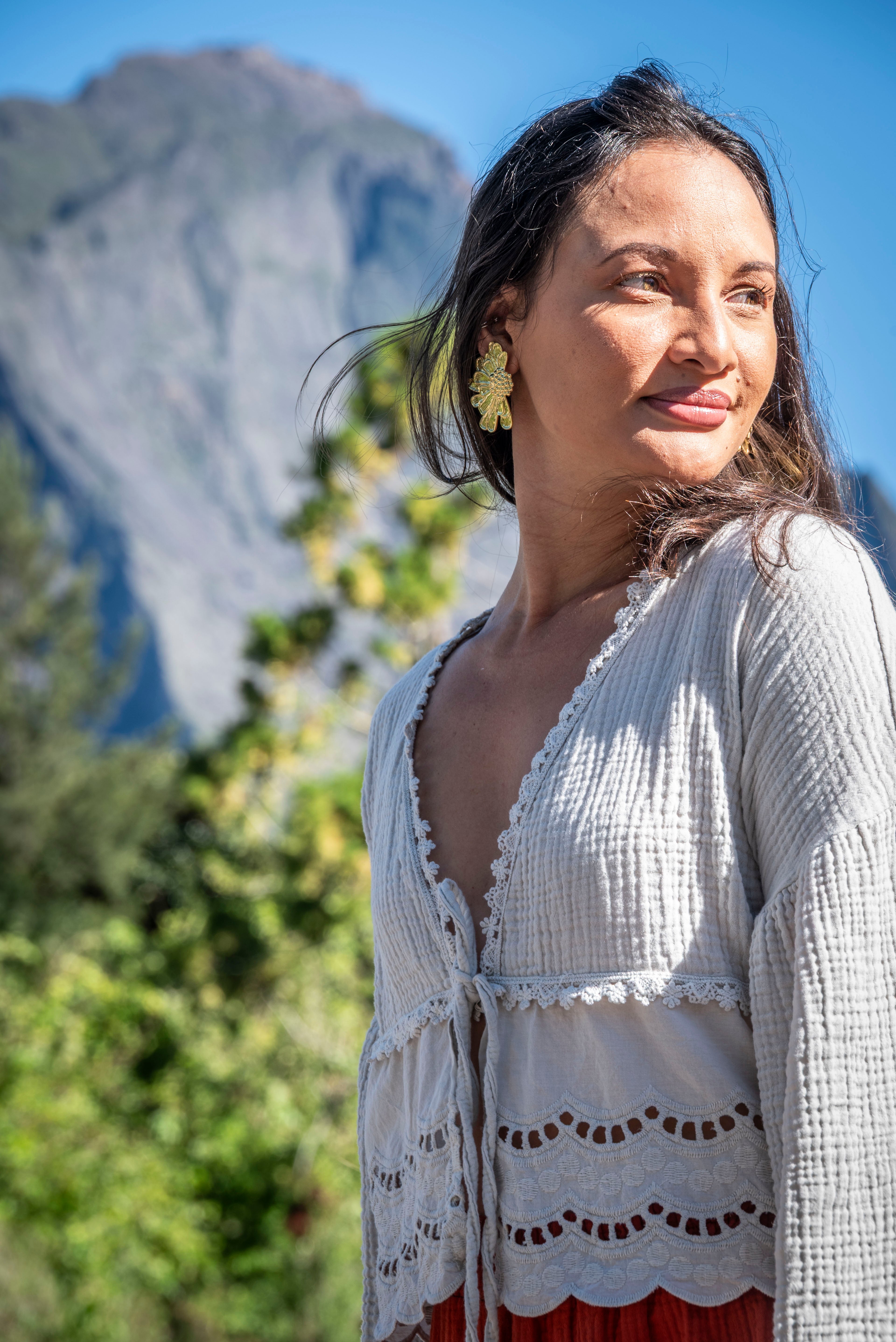 Blouse gaze de coton avec broderie LÉA