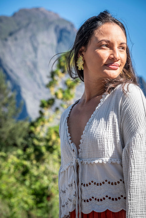 Blouse gaze de coton avec broderie LÉA
