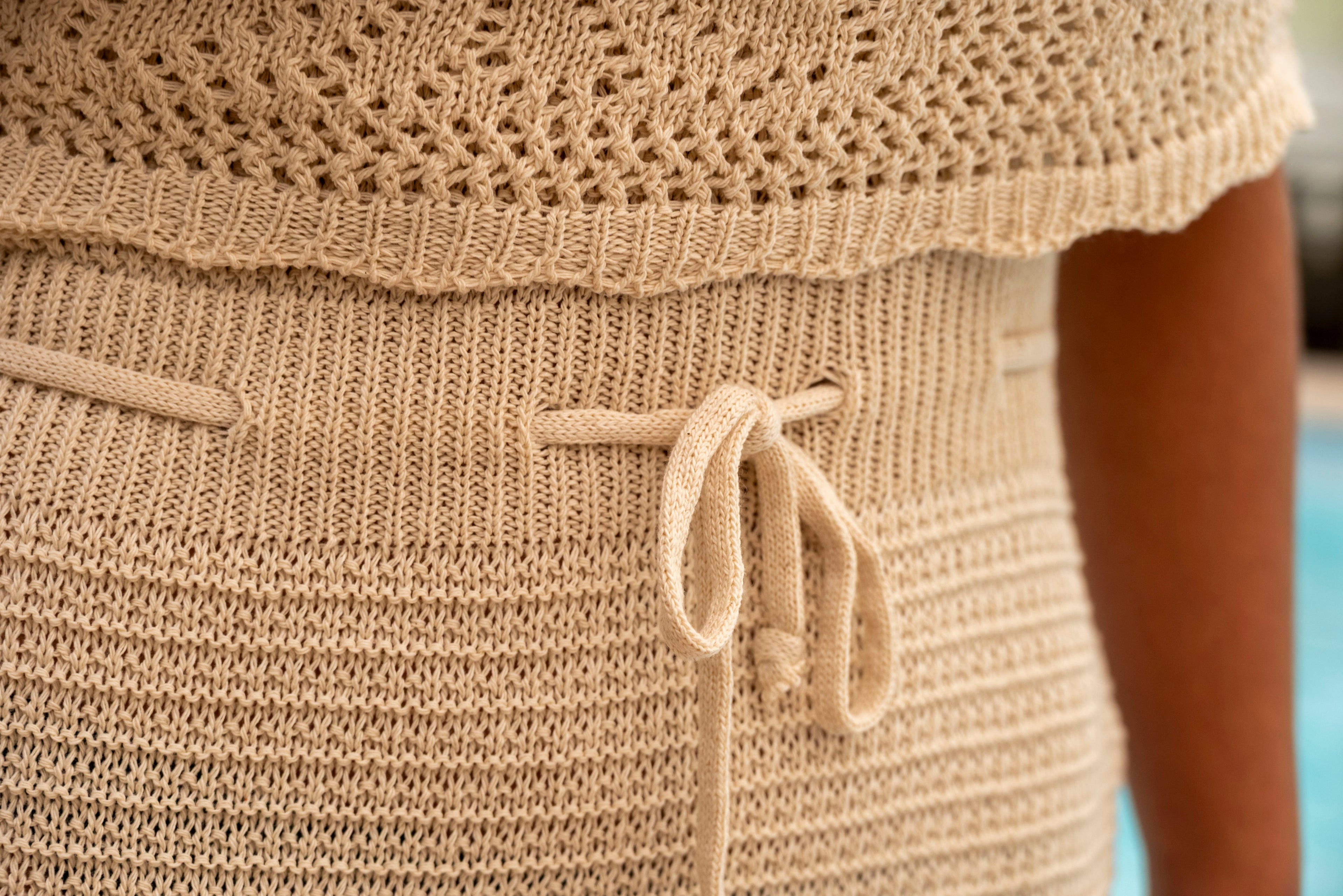 Robe longue crochet beige RIO