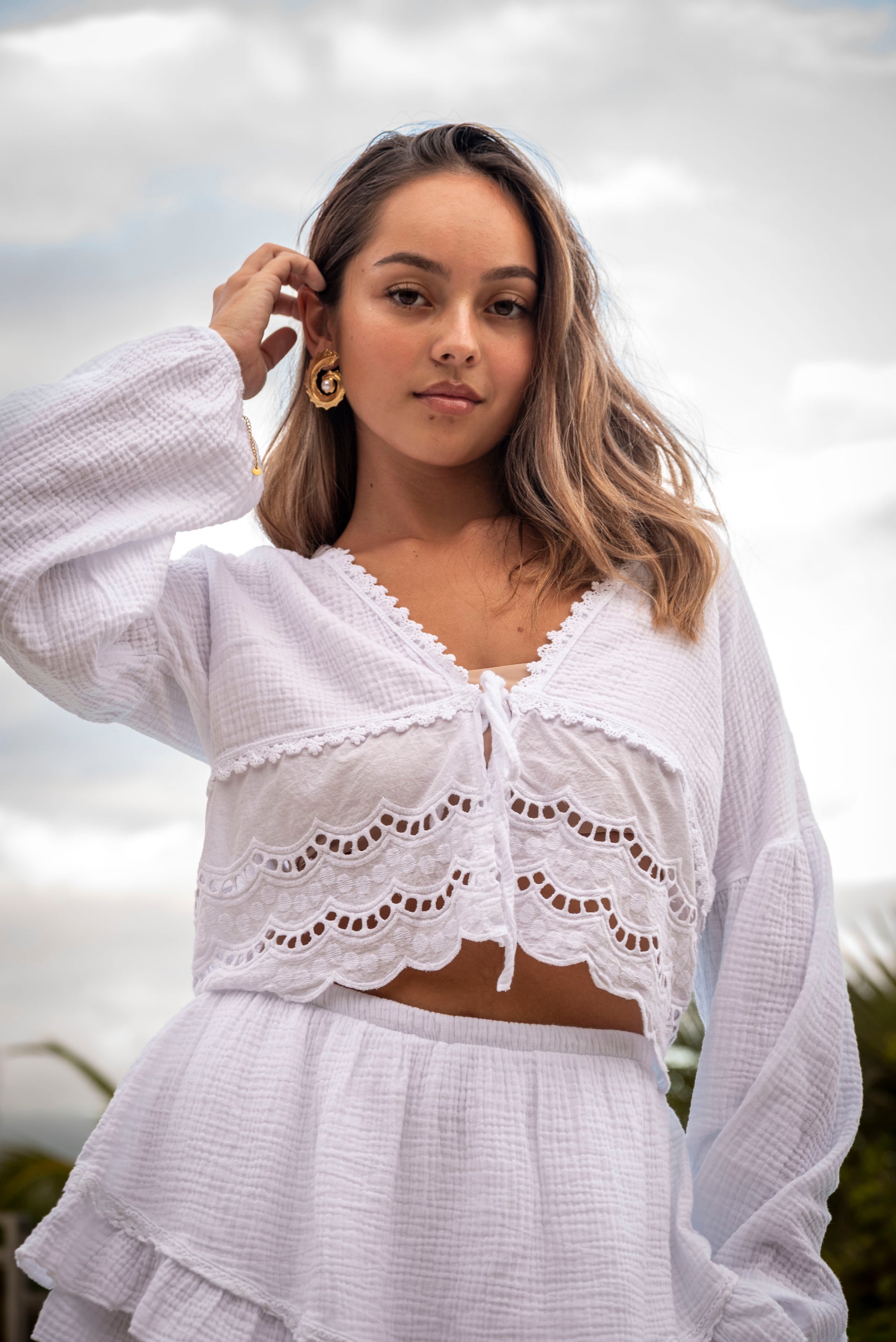 Blouse gaze de coton avec broderie LÉA