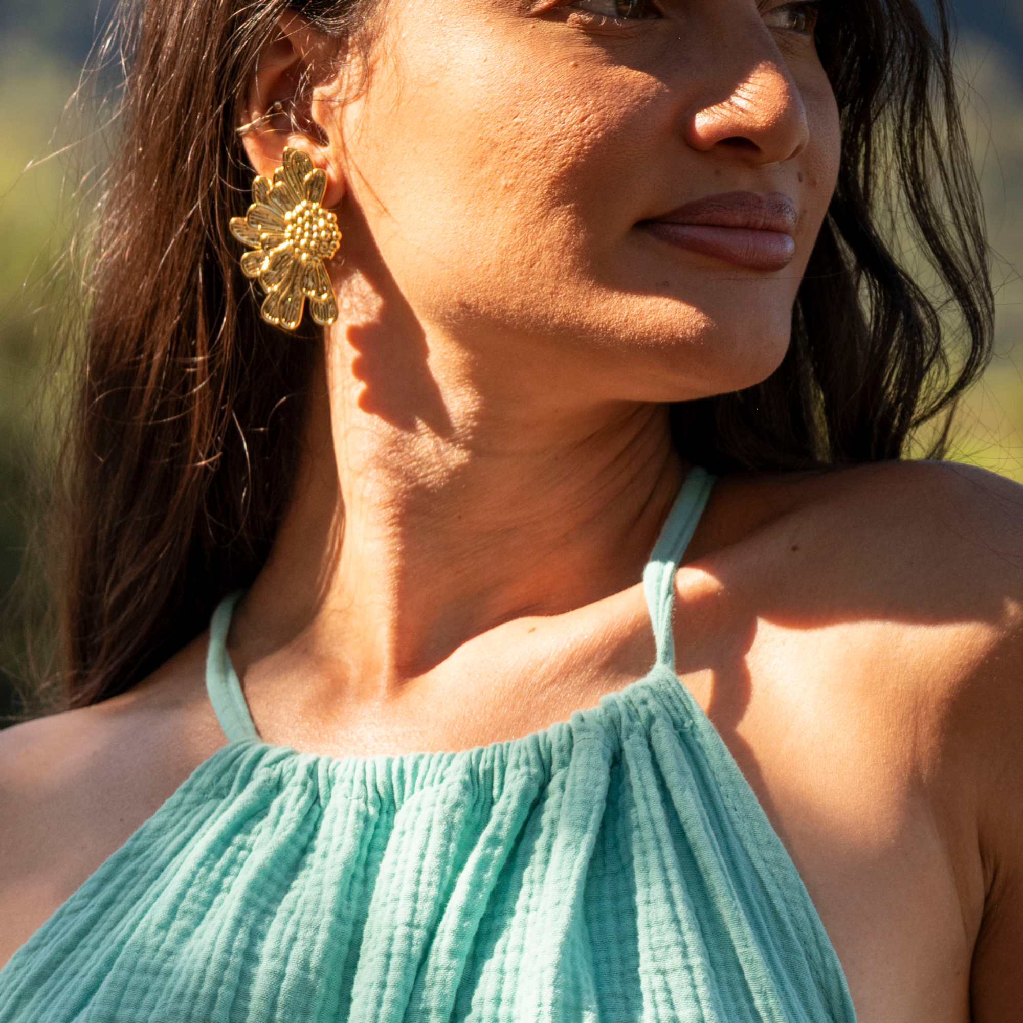 Boucles d'oreille fleur acier inoxydable GIRASOLE