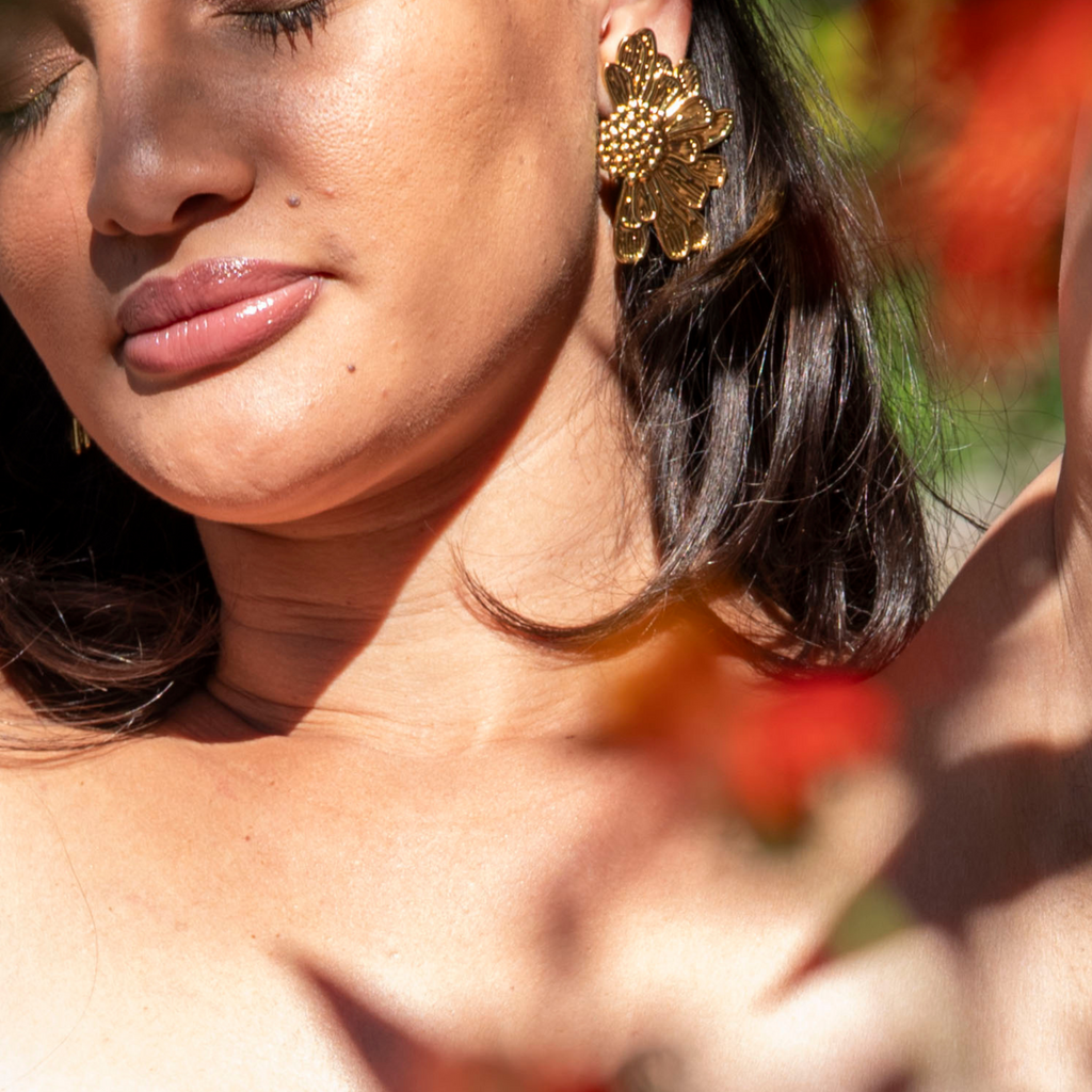 Boucles d'oreille fleur acier inoxydable GIRASOLE