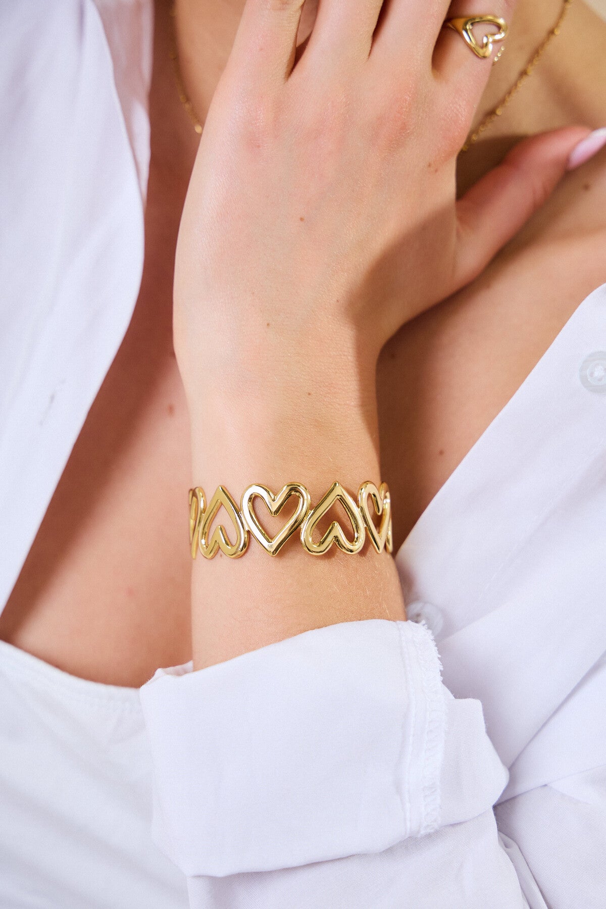 Bracelet jonc coeur acier inoxydable VÉRONE