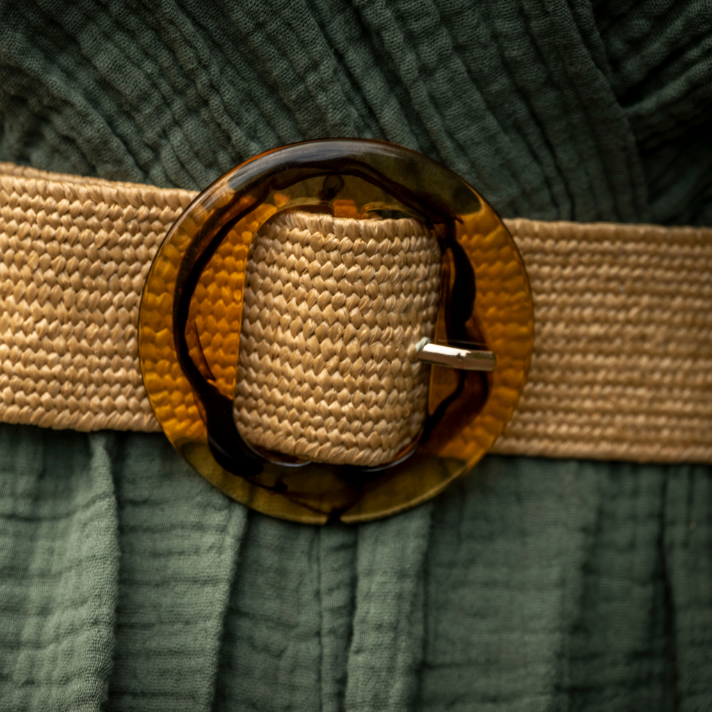 Ceinture élastique en raphia