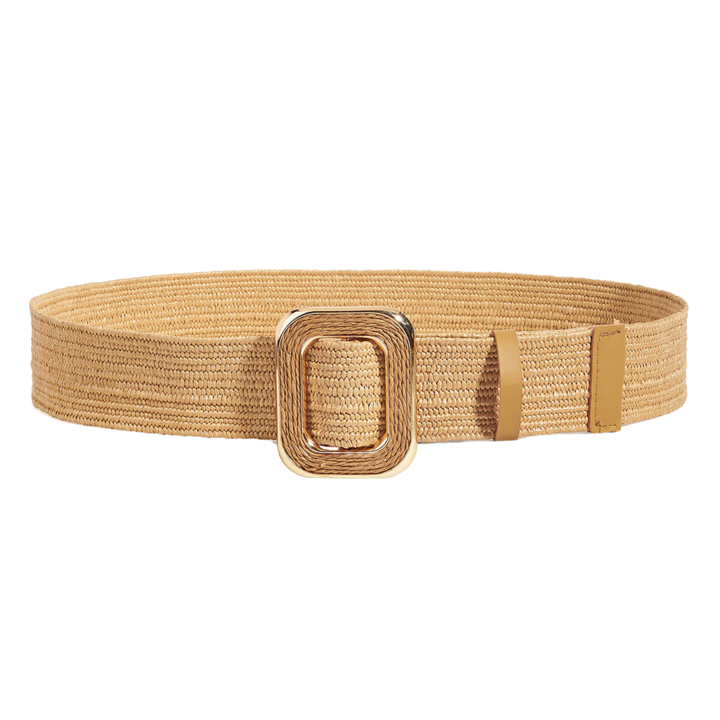 Ceinture raphia naturel à boucle carrée