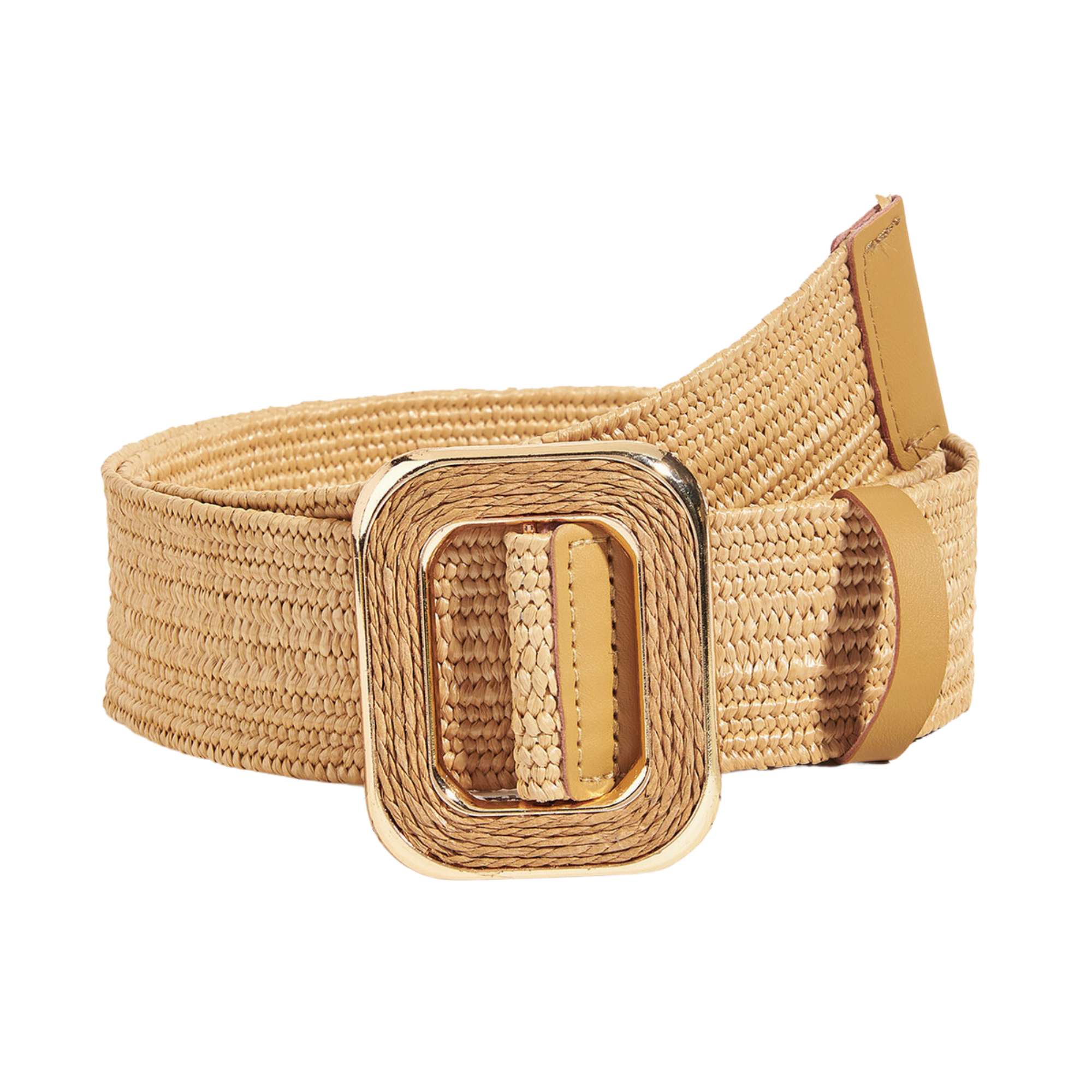 Ceinture raphia naturel à boucle carrée
