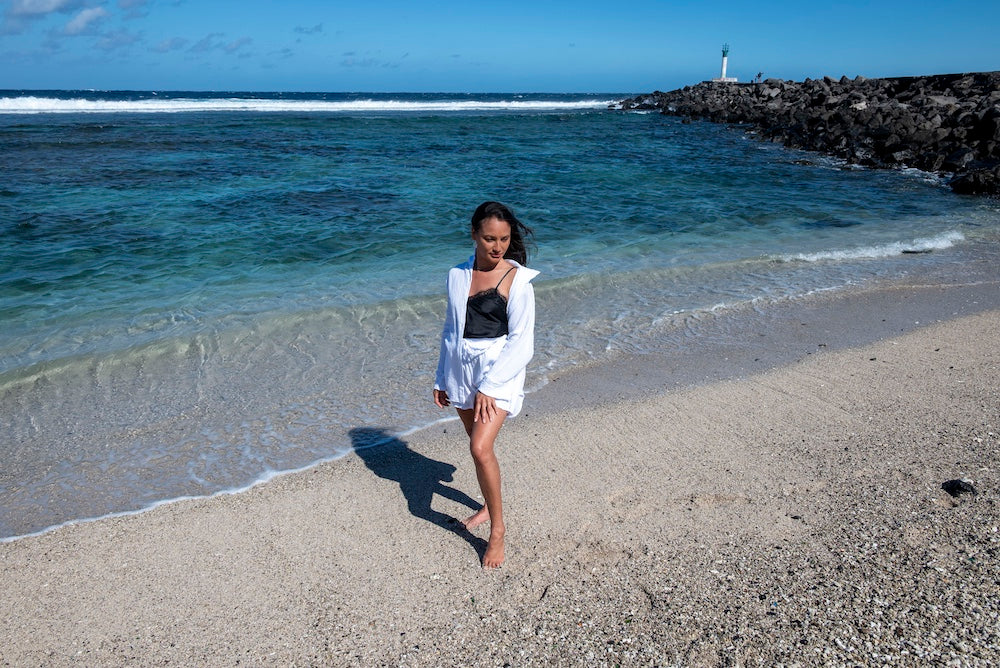 Short gaze de coton blanc MILOS