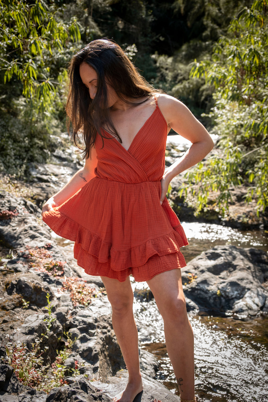 Combishort décolletée gaze de coton MALAGA