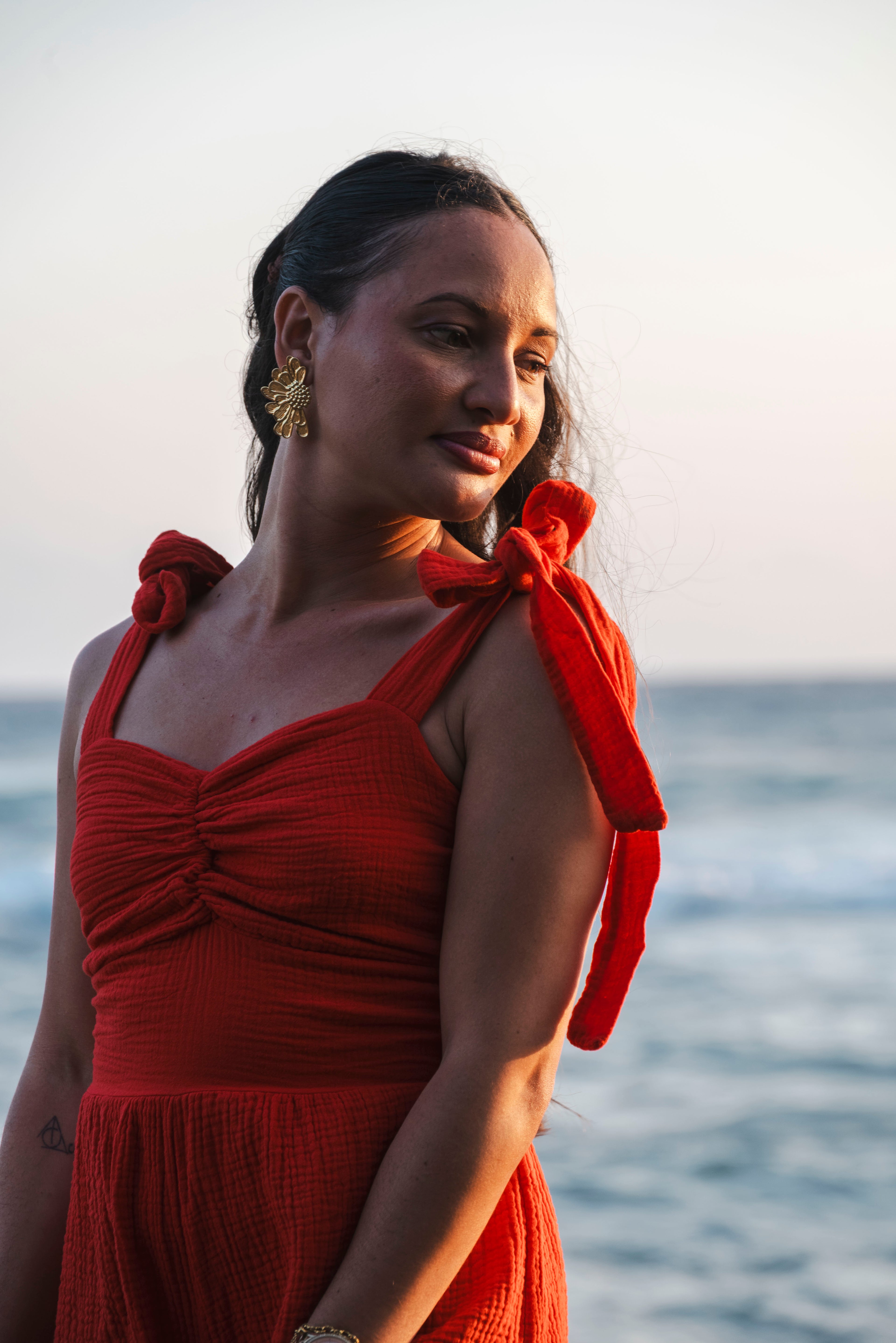 Combishort gaze de coton rouge MIAMI