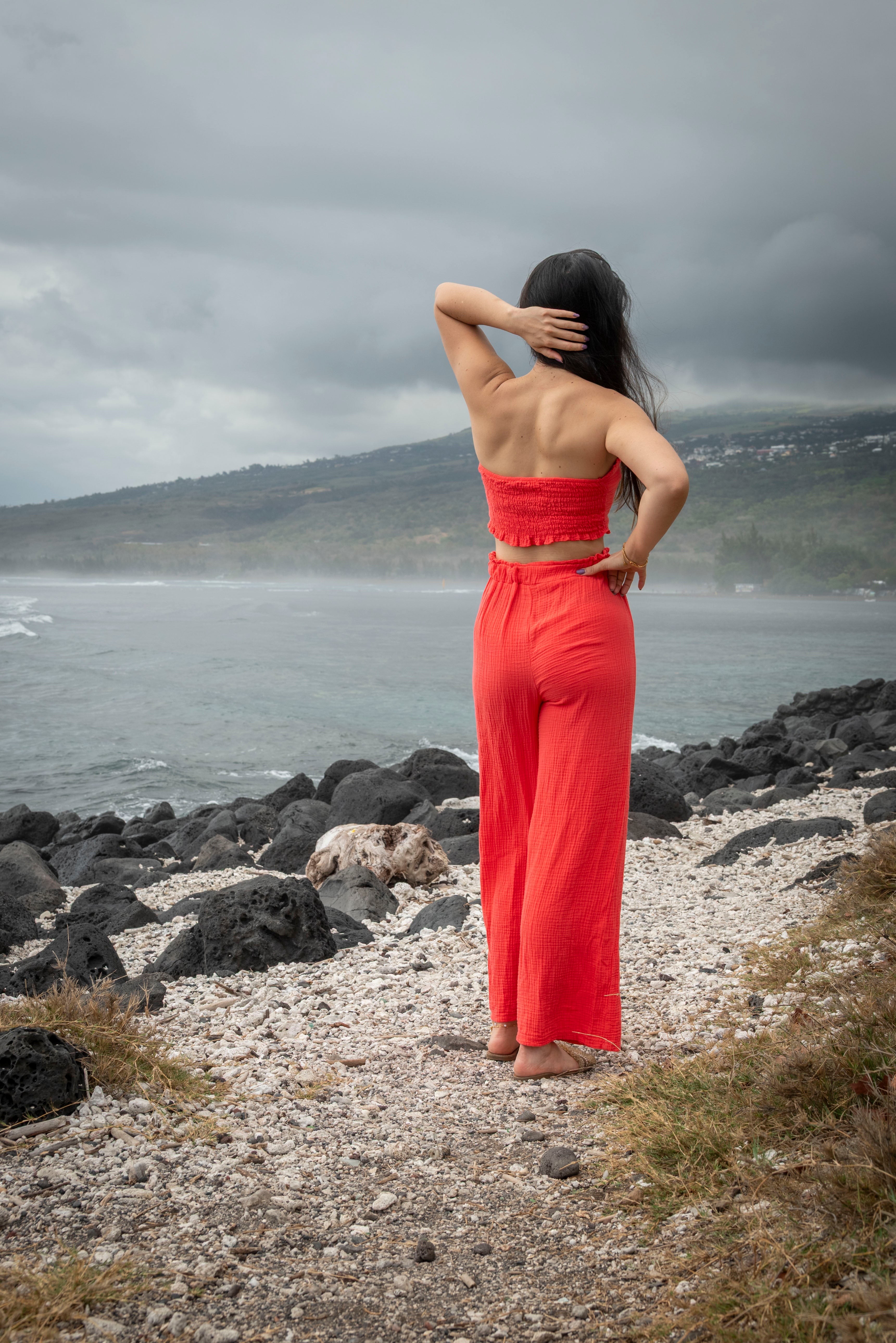 Top bandeau à nœud gaze de coton PORTO-VECCHIO