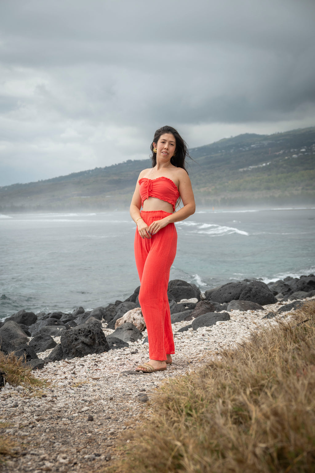 Ensemble top bandeau et pantalon gaze de coton