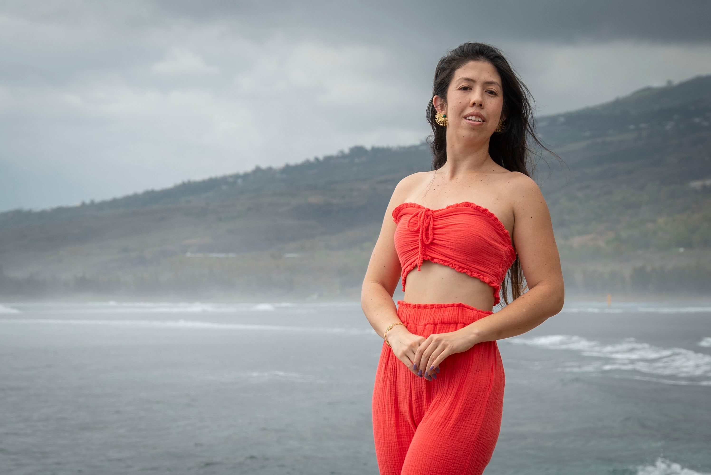 Top bandeau à nœud gaze de coton PORTO-VECCHIO