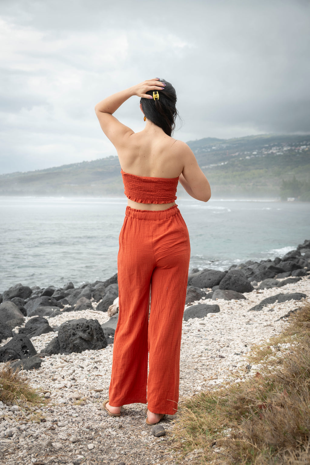 Ensemble top bandeau et pantalon gaze de coton