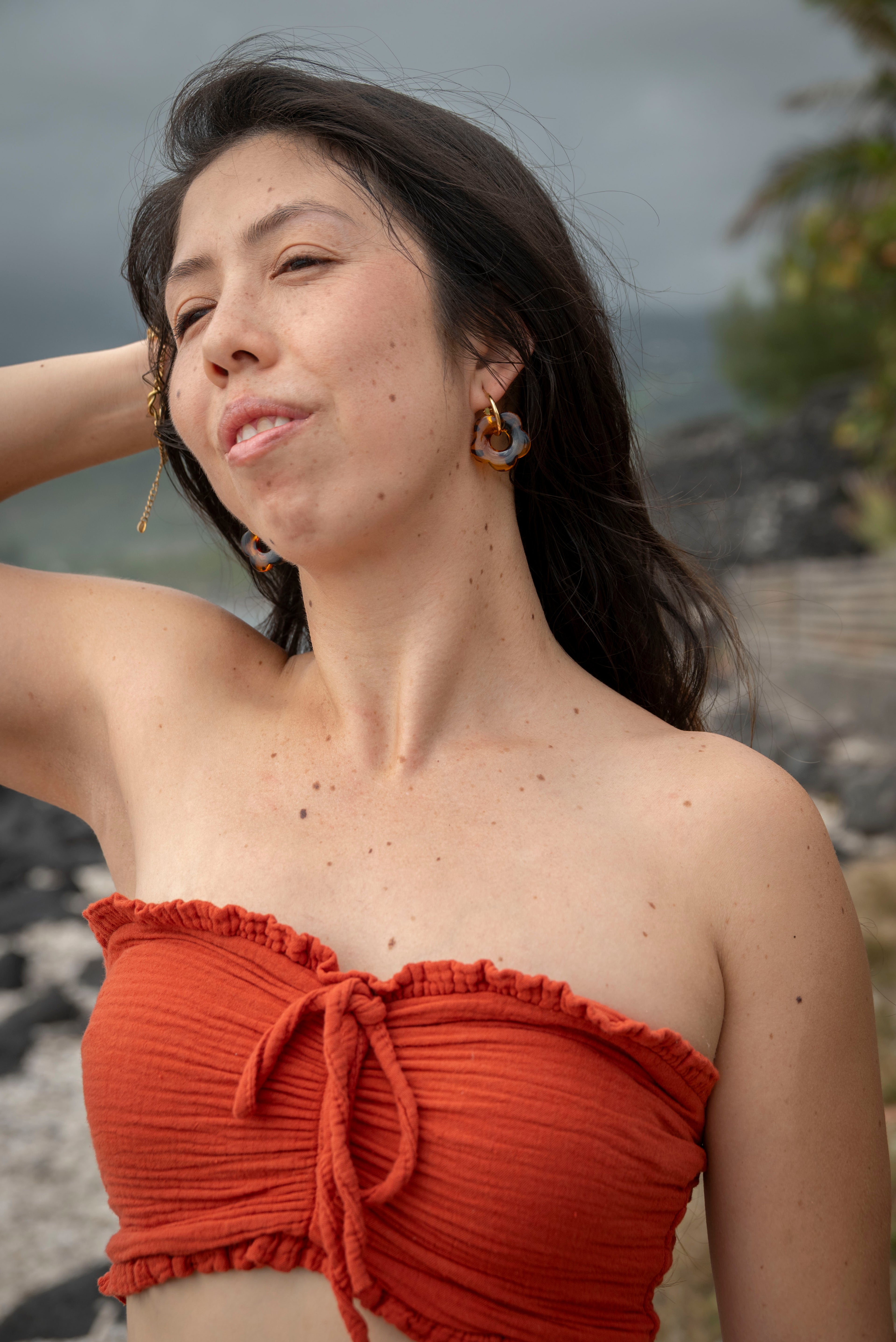 Top bandeau à nœud gaze de coton PORTO-VECCHIO