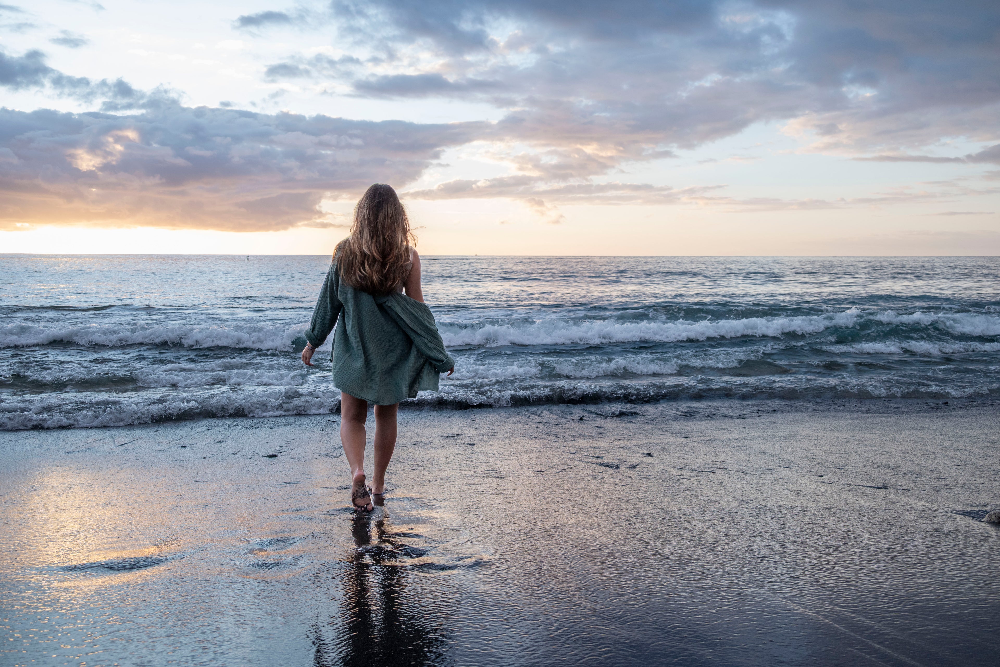 Ensemble chemise et short gaze de coton vert kaki