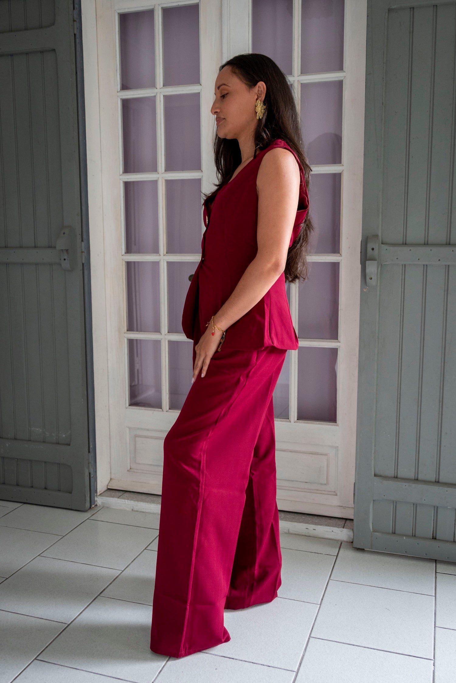 Ensemble tailleur gilet et pantalon large MILAN