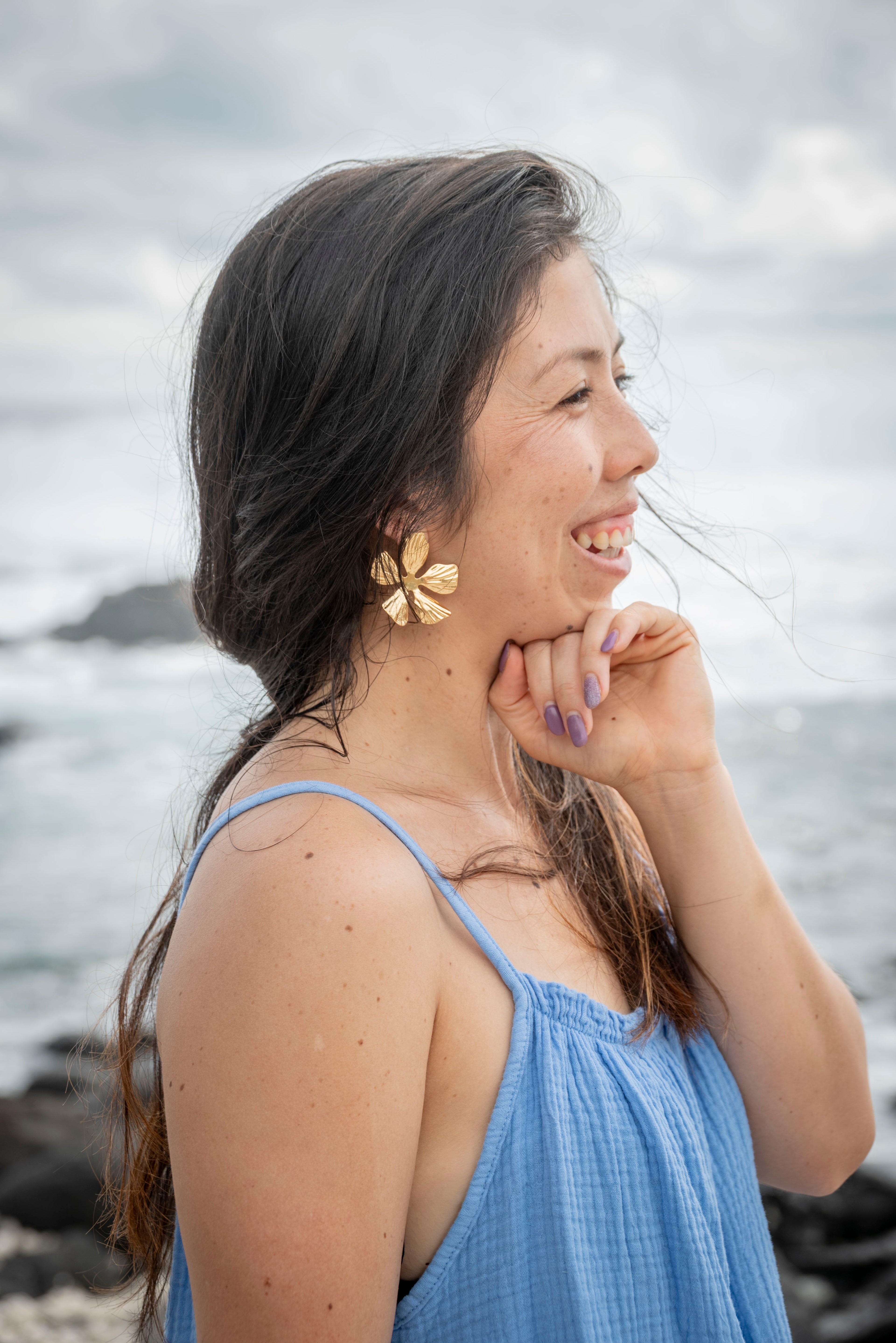 Boucles d'oreilles fleur acier inoxydable FLORA