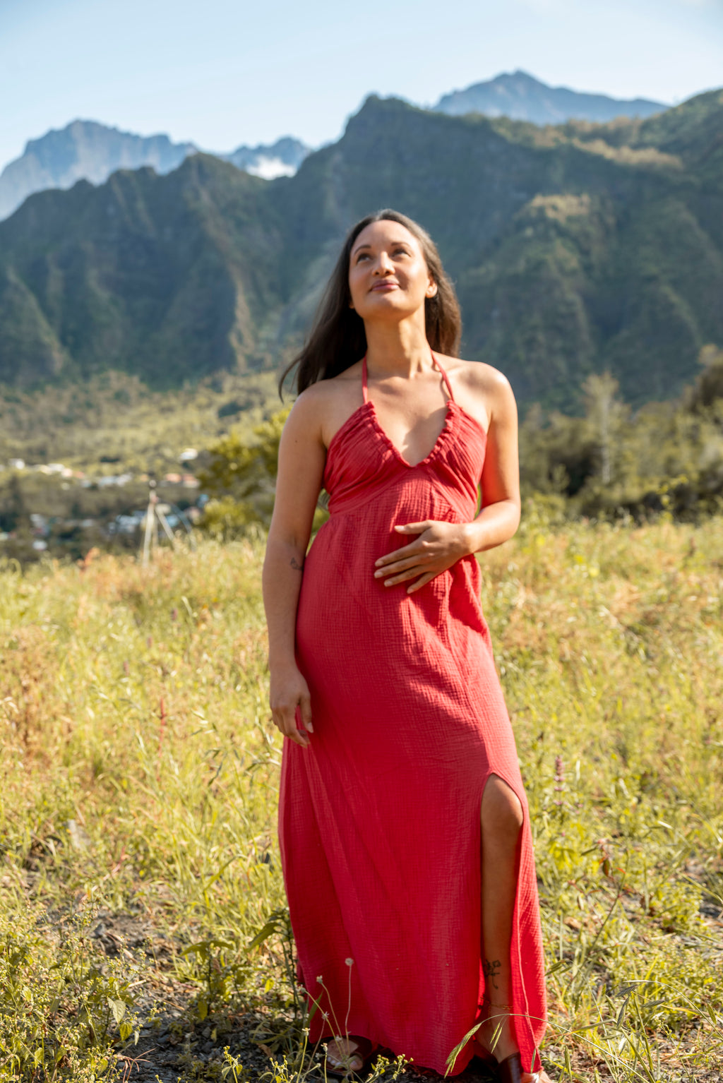 Robe décolletée dos nu gaze de coton JULIE