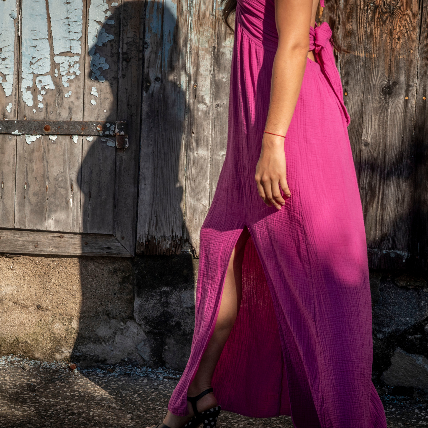 Robe décolletée dos nu en gaze de coton JULIE