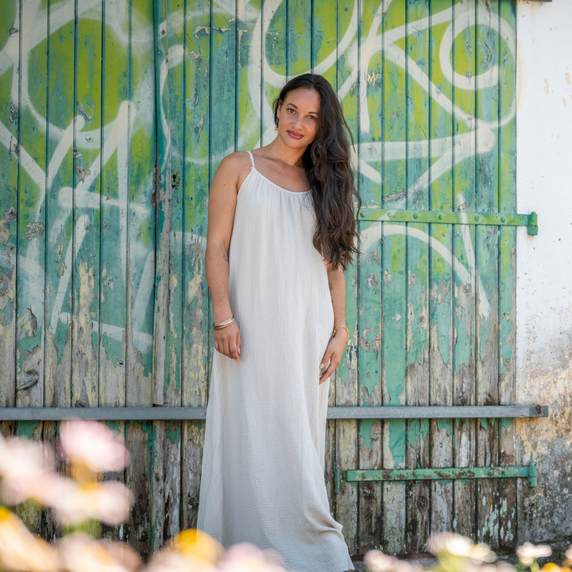 Robe longue dos nu gaze de coton EMMA