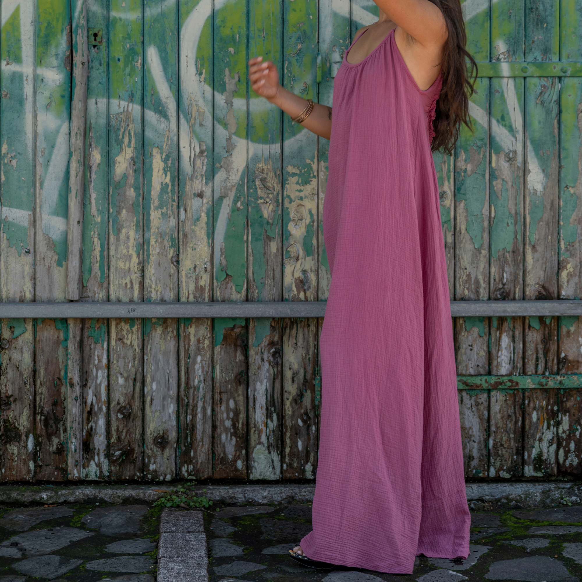 Robe longue dos nu gaze de coton EMMA