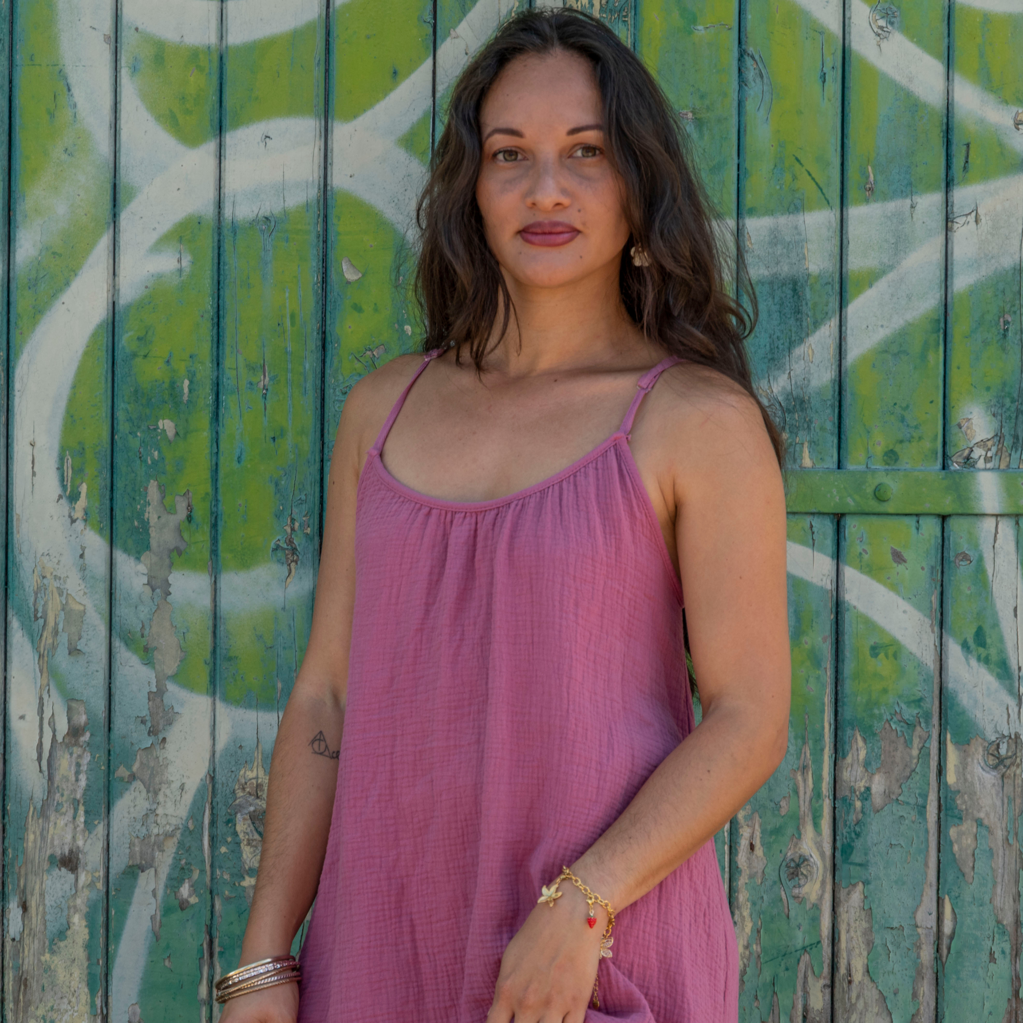 Robe longue dos nu gaze de coton EMMA