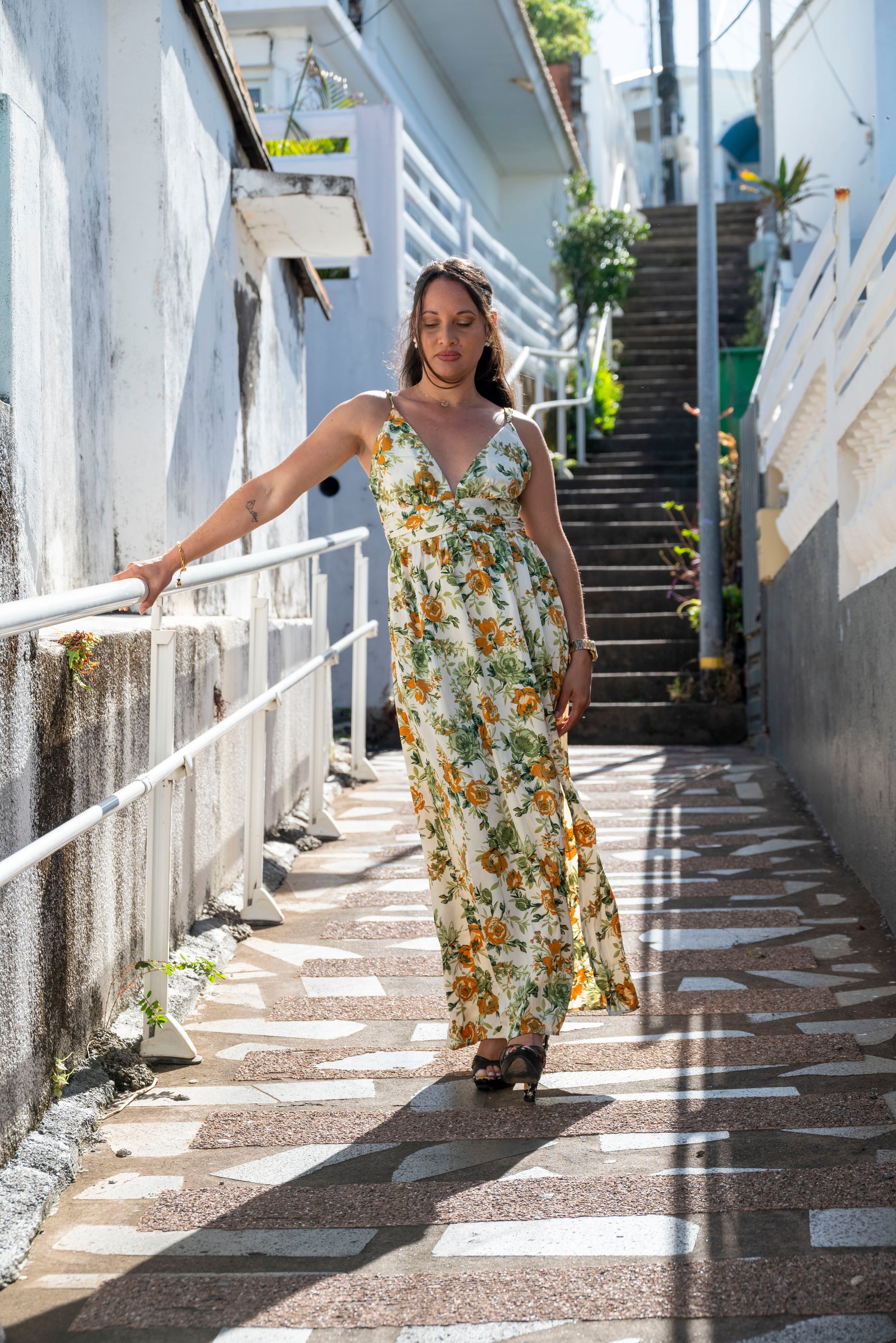 Robe longue imprimé floral OLBIA