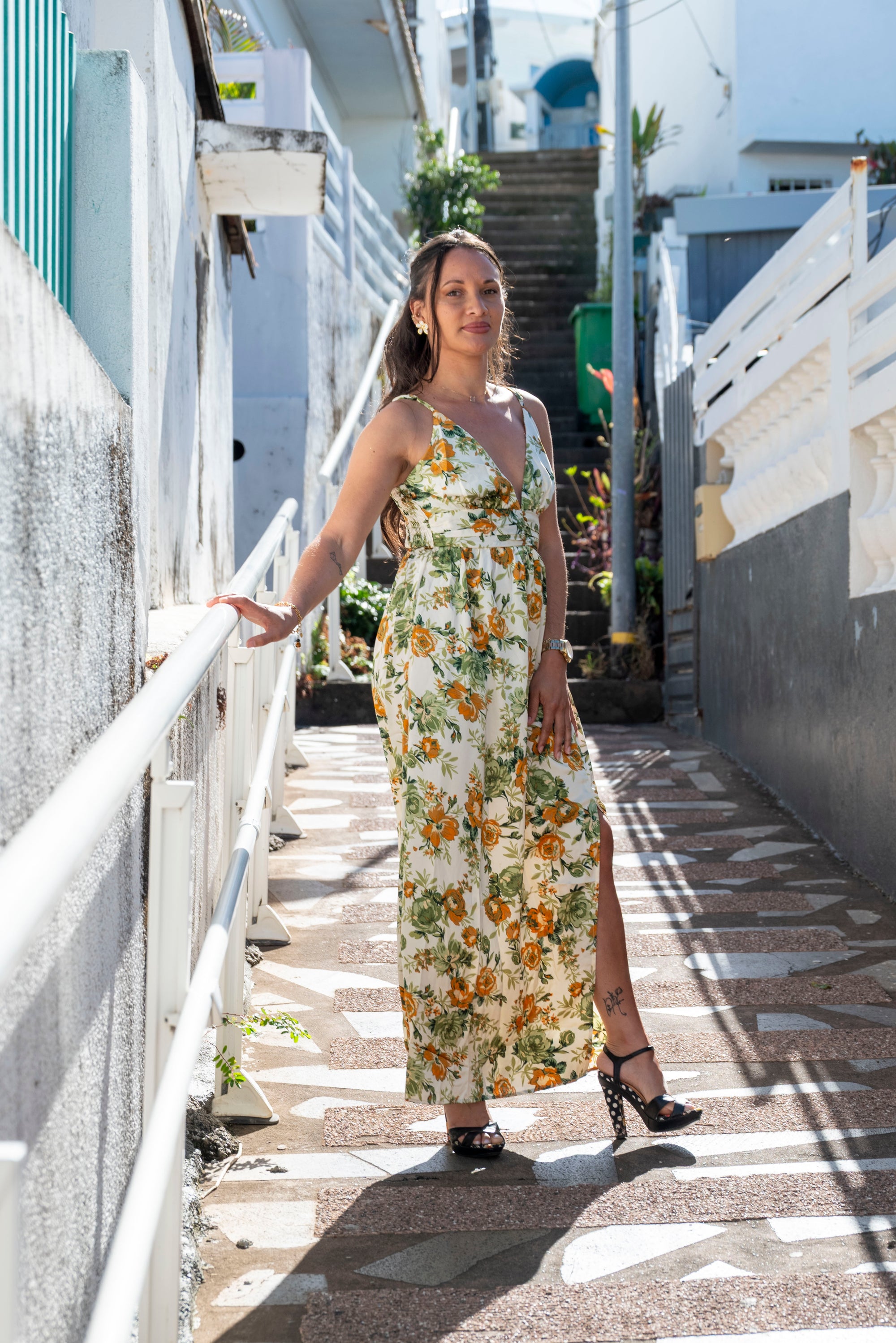 Robe longue imprimé floral OLBIA