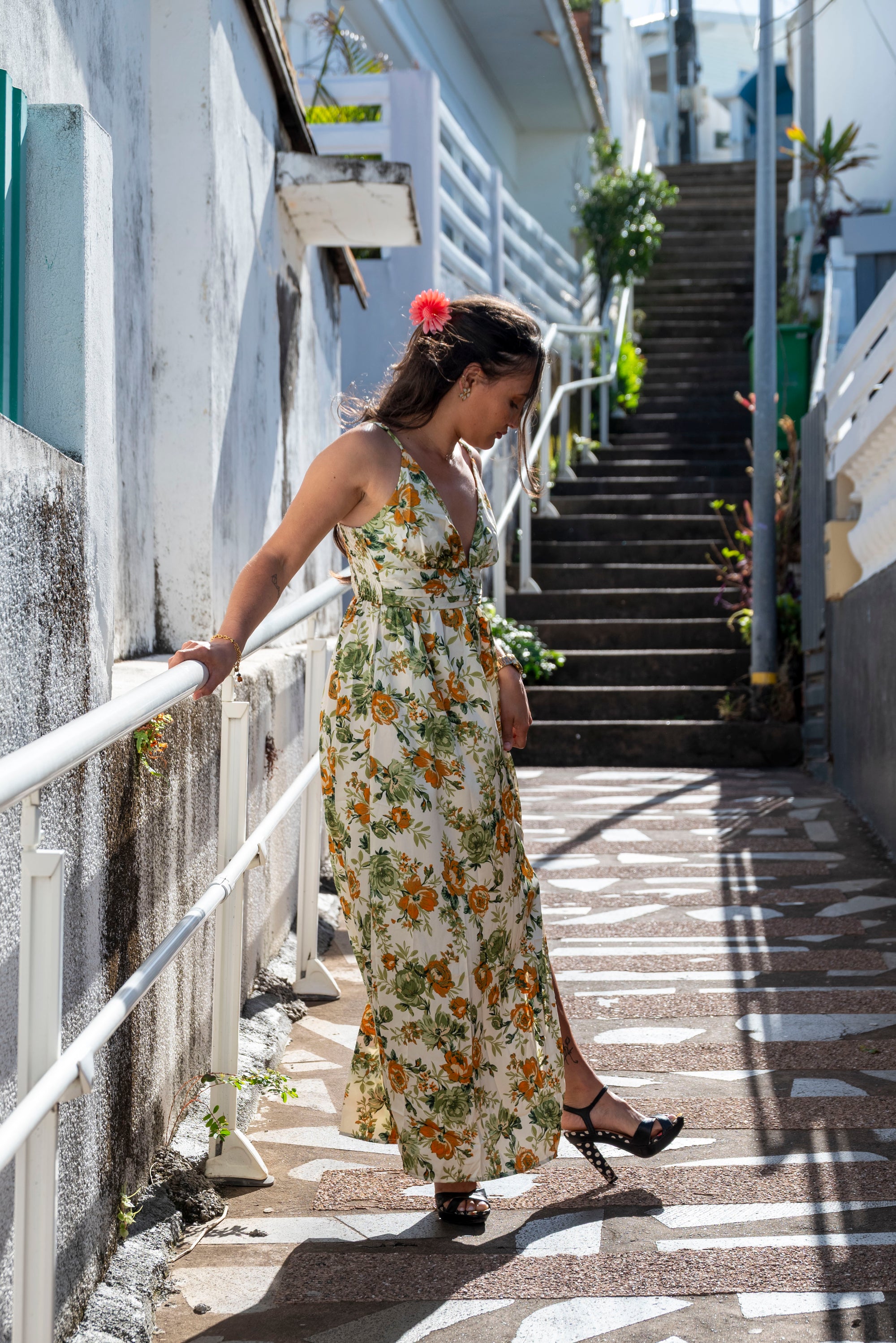 Robe longue imprimé floral OLBIA