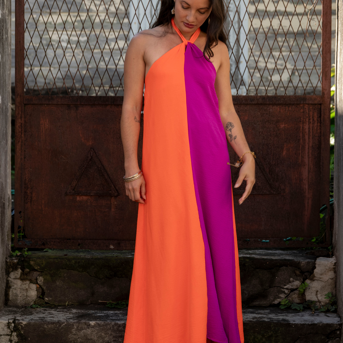 Robe longue bicolore CAMILA