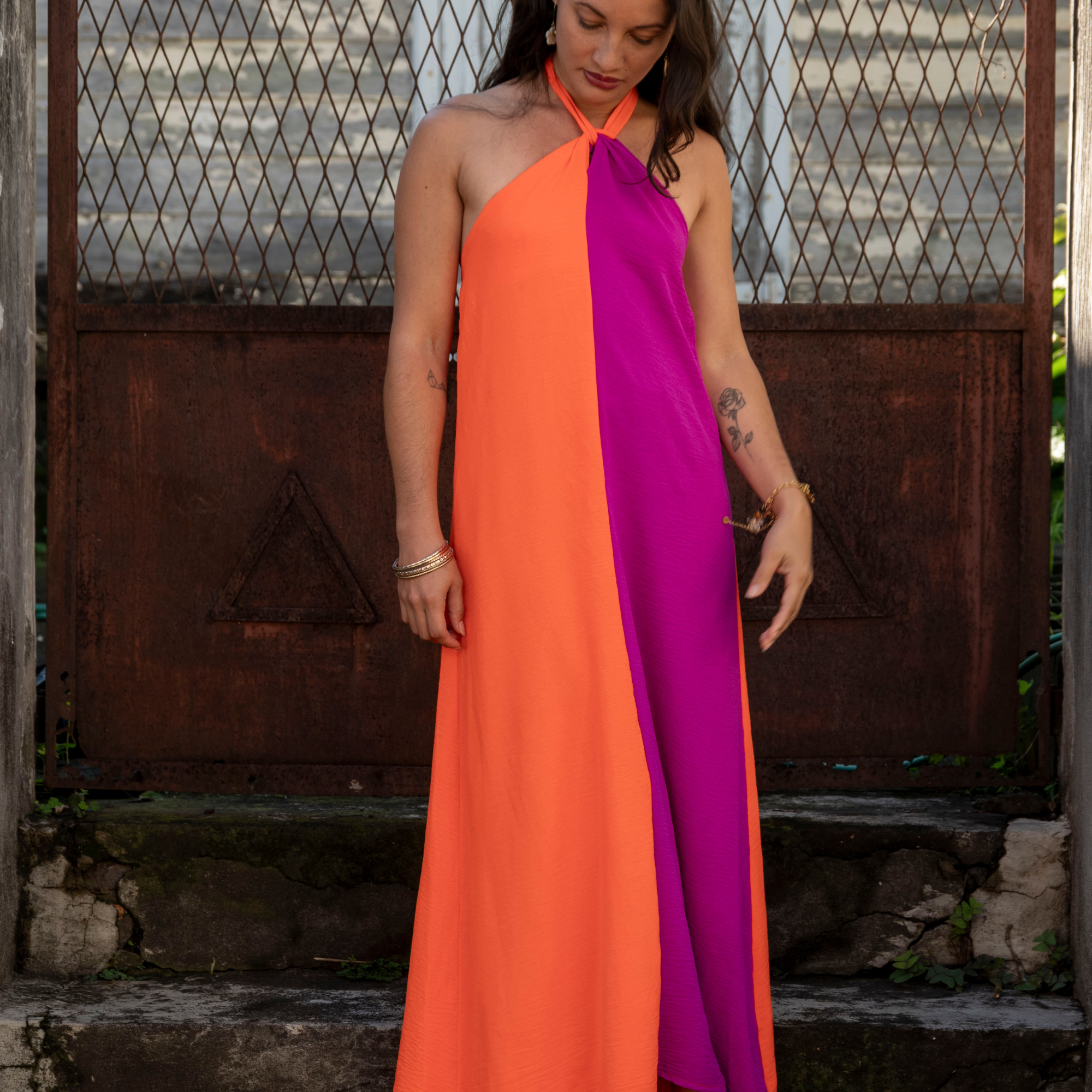 Robe longue bicolore CAMILA