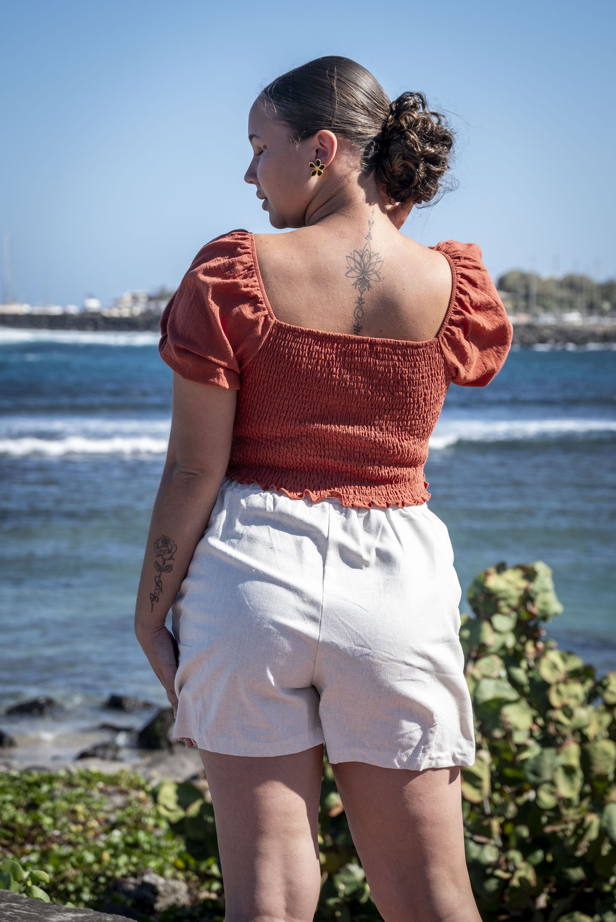 Short en coton brodé ZAHARA